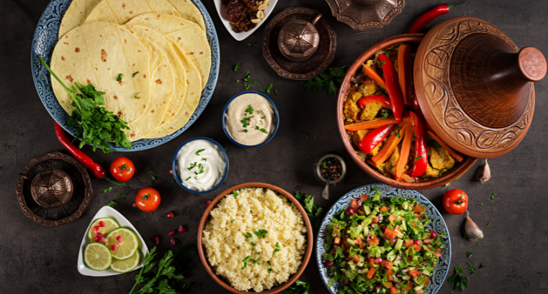 Comida árabe cuscus y tajin
