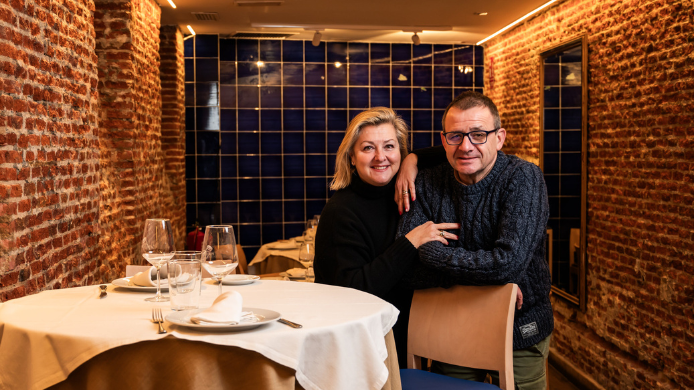 Paco García y Melania Berdún en el restuarante Ponzano