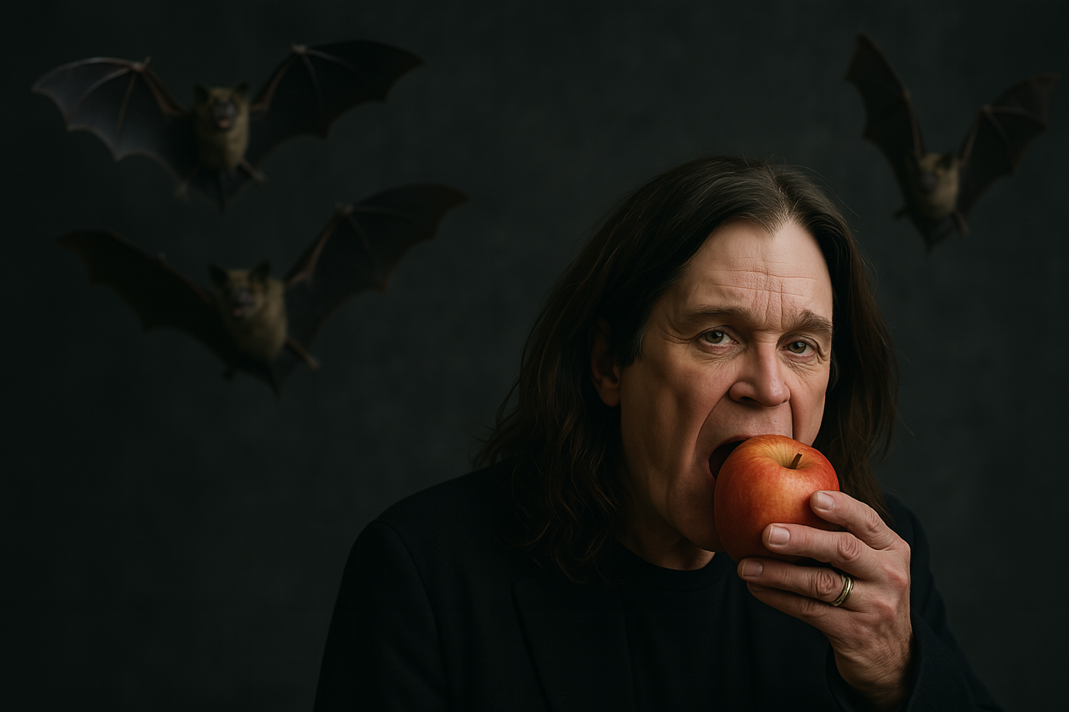 Ozzy Ousbourne comiendo manzana