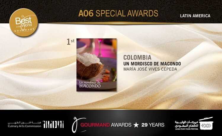  Pieza gráfica del reconocimiento de los Gourmand Cookbook Awards.