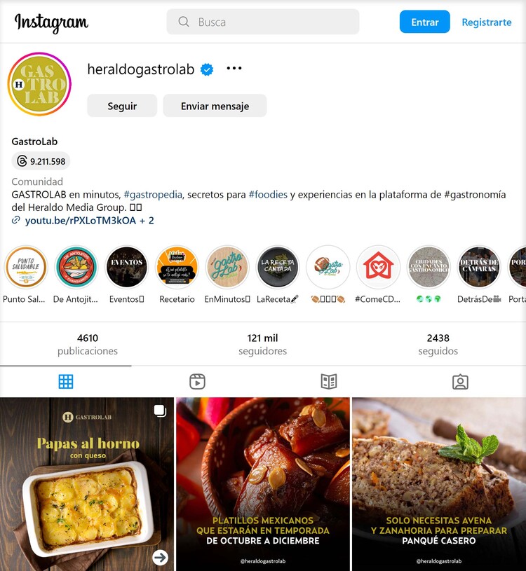 Gastrolab Instagram Pantallazo