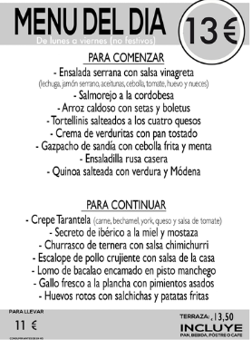 menú del día