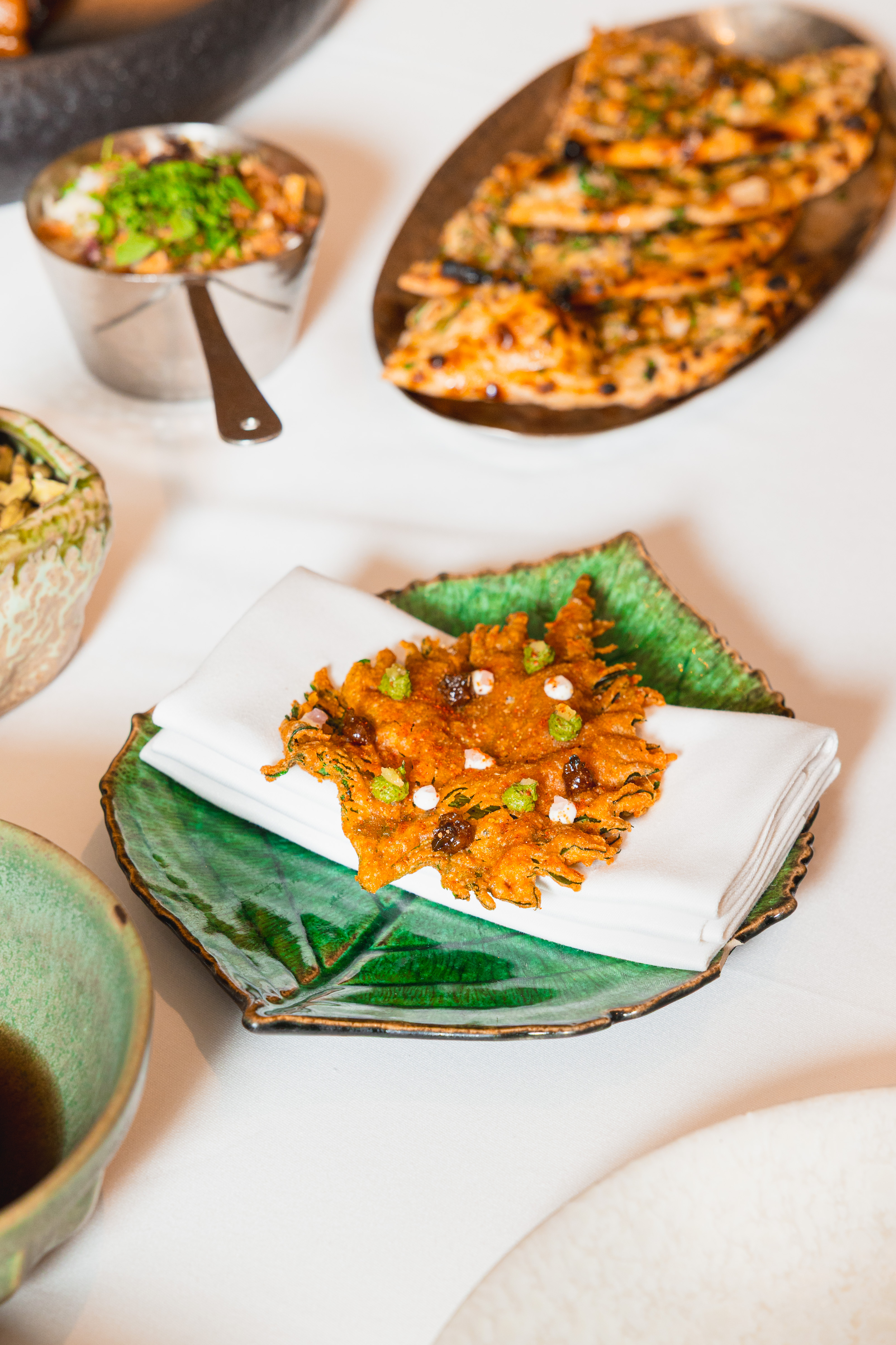 Pakora de shiso del menú de Nochevieja de Benares