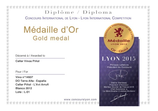 Celler Piñol consigue dos medallas en el Concours International de Lyon